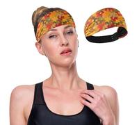 GuoChe Bandeau élastique pour femme avec texture de feuille d'érable dégradée, motif camouflage, évacuation de l'humidité, pour le maquillage, le tennis, le basket-ball, le volleyball