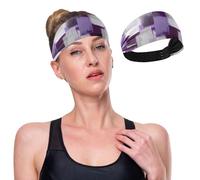 GuoChe Bandeau élastique pour femme, violet, blanc, gris, encre artistique, peinture artistique, rafraîchissant, bandeau absorbant pour le sport, le basket-ball, le maquillage, le lavage du visage