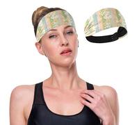 GuoChe Bandeau élastique tendance pour femme avec motif à rayures vertes avec fleurs pour football, tennis, basket-ball, volley-ball