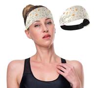 GuoChe Bandeau extensible en tissu beige rafraîchissant avec fleurs de printemps mignonnes pour le football, la randonnée, le lavage du visage