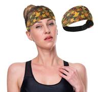 GuoChe Bandeau souple antidérapant pour femme avec texture de feuille d'érable et motif camouflage pour la course, le yoga, la gym, les sports athlétiques