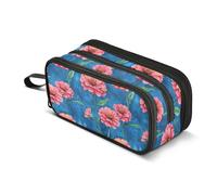 GuoChe Beauty Zinnia Trousse à crayons en nylon bleu avec fermeture éclair grande capacité pour école