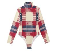 GuoChe Body à col roulé pour femme, justaucorps tendance à col roulé S, American Buffalo Plaid Tartan Écosse USA, Large
