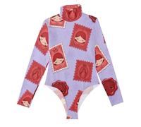 GuoChe Body de travail à manches longues avec sceau rouge et tampon pour femme, coloré, XX-Large