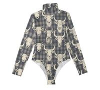 GuoChe Body débardeur à col roulé pour femme, haut extensible pour sorties, taille S, Carreaux de buffle gris cendré, X-Large