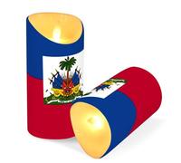GuoChe Bougies électriques sans flamme avec minuteur 2/4/6/8H Télécommande Bougies pour Noël Drapeau Haïti