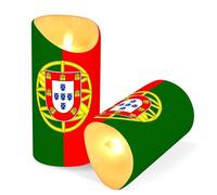 GuoChe Bougies LED décoratives avec minuteur 2/4/6/8H télécommande LED fausses bougies pour Noël, drapeau du Portugal