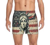 GuoChe Boxer en coton pour homme - Taille élastique - Respirant - Classique, Drapeau de la fête des présidents des États-Unis et Lady Liberty, Medium