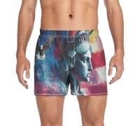 GuoChe Boxer en coton pour homme - Taille élastique - Sans étiquette - Classique, Lady Liberty Presidents Day Art, Medium