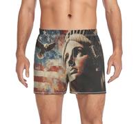 GuoChe Boxer en coton pour homme Taille élastique Taille élastique Confortable S-XXL, Drapeau de la fête des présidents des États-Unis et Lady Liberty, Medium