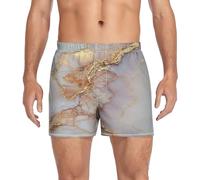 GuoChe Boxer pour homme en tissu extensible qui ne remonte pas, vêtements de nuit classiques, Marbre blanc or rose, Large