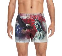 GuoChe Boxer pour homme - Taille élastique - Braguette - Tendance, Drapeau de la fête des présidents des États-Unis et Lady Liberty, Medium