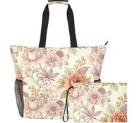 GuoChe Cabas de plage imperméable pour faire du shopping | Mignon Vintage Floral Botanique
