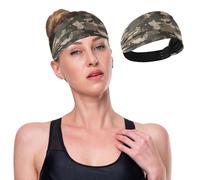 GuoChe Camouflage avec éléments grunge _ 1 bandeau tendance pour femme - Bandeau extensible pour la course à pied, le yoga, la gym, les sports athlétiques