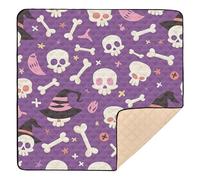 GuoChe Chapeau de sorcière motif tête de mort violet pour Halloween, grand modèle élégant pour intérieur ou extérieur