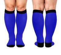 GuoChe Chaussettes de compression d'humidité Taille Plus | Pour un travail intensif pour les femmes et les hommes, bleu moyen