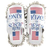 GuoChe Chaussons de nettoyage chenille Jesus Is King Drapeau Blanc | Chaussons lavables pour cuisine et chambre à coucher