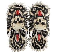 GuoChe Chaussons de nettoyage chenille Tête de Mort Moderne Crane Pirate Qui Tire La Langue Rétro