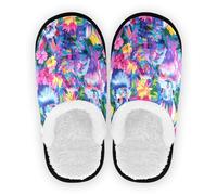 GuoChe Chaussures d'intérieur en polaire pelucheuse pour femme - Antidérapantes - Taille M, Lapins à carreaux Buffalo Happy Easter, Large