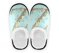 GuoChe Chaussures d'intérieur légères pour femme - Polaire corail - Semelle en caoutchouc antidérapante - Pour intérieur ou extérieur - Taille M, Lettre Z décorative florale dorée, Medium