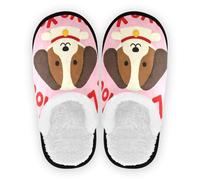 GuoChe Chaussures d'intérieur pour femme en polaire corail avec semelle en caoutchouc antidérapante - Doux et chauds - Chaussons amusants - Taille M, I Love Your Valentine Dog, Large