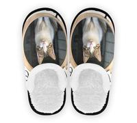GuoChe Chaussures d'intérieur pour femme en polaire pelucheuse avec semelle antidérapante - Chaussettes légères pour intérieur et extérieur - Taille M, Bienvenue à la maison - Chat mignon dessin animé