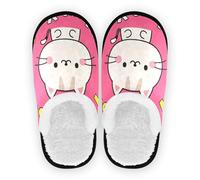 GuoChe Chaussures d'intérieur pour homme et femme - En polaire corail - Semelle en caoutchouc antidérapante - Pour spa, hôtel, invités, maison - M, I Love Your Valentine Cartoon Cat, Large