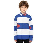 GuoChe Chemise boutonnée à manches longues pour garçon Drapeau de Cuba | Taille 4-12 ans, chemise à col, boutonnée, infroissable, tissu mélangé, tenue de printemps automne, chemises décontractées