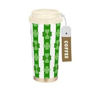 GuoChe Clover Gobelet à café isotherme en acier inoxydable avec couvercle pour la Saint-Patrick et le froid 500 ml