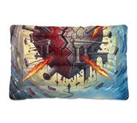 GuoChe Coussin de cage lavable pour chien Motif temple en forme de cœur abstrait avec fond antidérapant pour chiens de taille moyenne et grande 91,4 x 61 cm