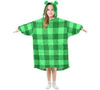 GuoChe Couverture à capuche surdimensionnée en flanelle | Pour enfants avec grande poche 3-14 ans carreaux vichy Buffalo Check Noël hiver automne _00001_00003