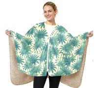 GuoChe Couverture poncho Palm Vintage Indigo Bleu et Blanc Boho Coastal | Couverture châle chaude et confortable pour femme avec poches pour mamans, grand-mères et femmes âgées