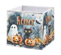 GuoChe Cube de rangement en tissu pliable - Paniers de rangement pour chambre d'enfant - Organisation d'Halloween chat horreur art