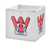 GuoChe Cube de rangement en tissu pliable pour étagère de bureau, vêtements, décoration de dessin animé triste, lettre W Art