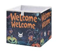 GuoChe Cube de rangement pliable en tissu pour étagère de bureau, vêtements, décoration de cauchemar Halloween Happy Welcome