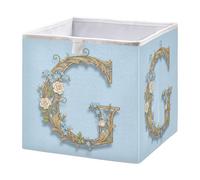 GuoChe Cube de rangement pliable en tissu pour l'organisation de la maison, motif floral bleu, lettre G Art