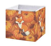 GuoChe Cube de rangement pliable en tissu pour placard et jouets, motif feuilles, renard, citrouille
