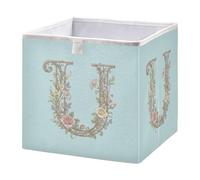 GuoChe Cube de rangement pliable en tissu pour placard et jouets, motif floral doux, lettre U Art