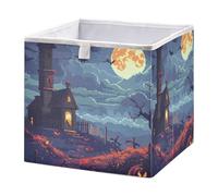 GuoChe Cubes de rangement pliables en tissu pour l'organisation - Panier d'étagère pour étagères - Pixel Art - Fond d'Halloween dans un style de jeu rétro