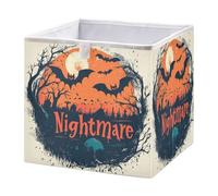 GuoChe Cubes de rangement pliables en tissu pour salle de classe, scène de chauve-souris d'Halloween cauchemar