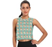 GuoChe Débardeur court ample pour femme, séchage rapide, pour sport, sport, sport, taille S, Renards mignons de dessins animés, Taille XL