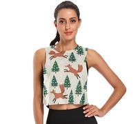 GuoChe Débardeurs athlétiques amples pour femmes, chemises de sport fraîches et sèches, taille S, Sapin de Noël avec flocons de neige et renard, Taille XL