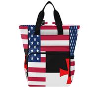 GuoChe Dobby Sac à dos à langer en nylon multi-poches pour maman | Drapeau de la bataille des Templiers des États-Unis