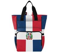 GuoChe Dobby Sac à dos à langer en nylon multi-poches pour maman | Drapeau de la République dominicaine