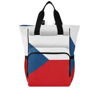 GuoChe Dobby Sac à dos à langer en nylon multi-poches pour maman | Drapeau de la République tchèque