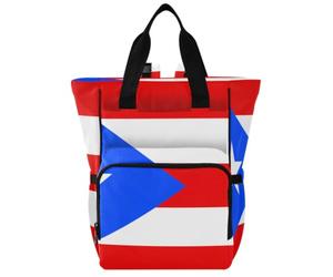 GuoChe Dobby Sac à dos à langer en nylon multi-poches pour maman | Drapeau de Porto Rico