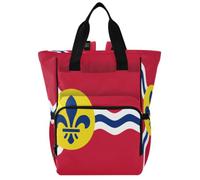 GuoChe Dobby Sac à dos à langer en nylon multi-poches pour maman | Drapeau de Saint Louis Missouri
