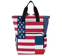 GuoChe Dobby Sac à dos à langer en nylon multi-poches pour maman | Drapeau des États-Unis République dominicaine