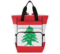 GuoChe Dobby Sac à dos à langer en nylon multi-poches pour maman | Drapeau Liban République Libanaise