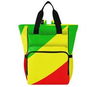 GuoChe Dobby Sac à dos à langer en nylon multi-poches pour maman | Drapeau national de la République du Congo